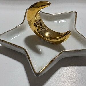 Celestial Gold Moon and Star Dish